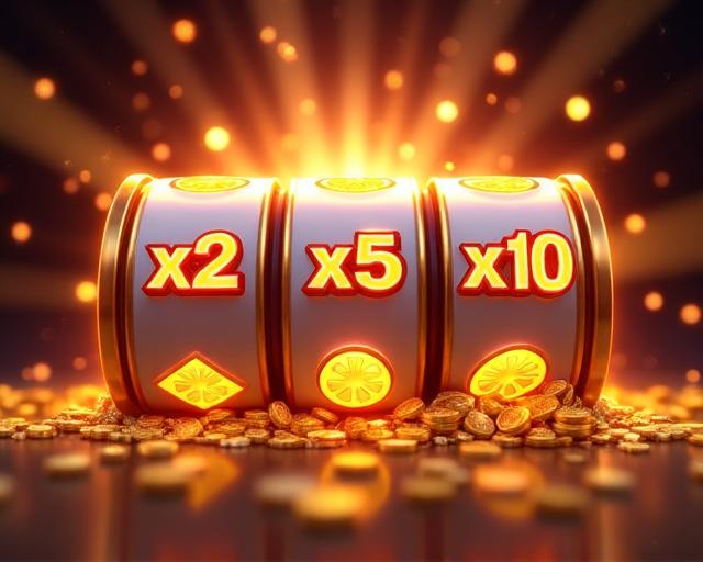 Colorful bonus round interface with multipliers and free spin symbols